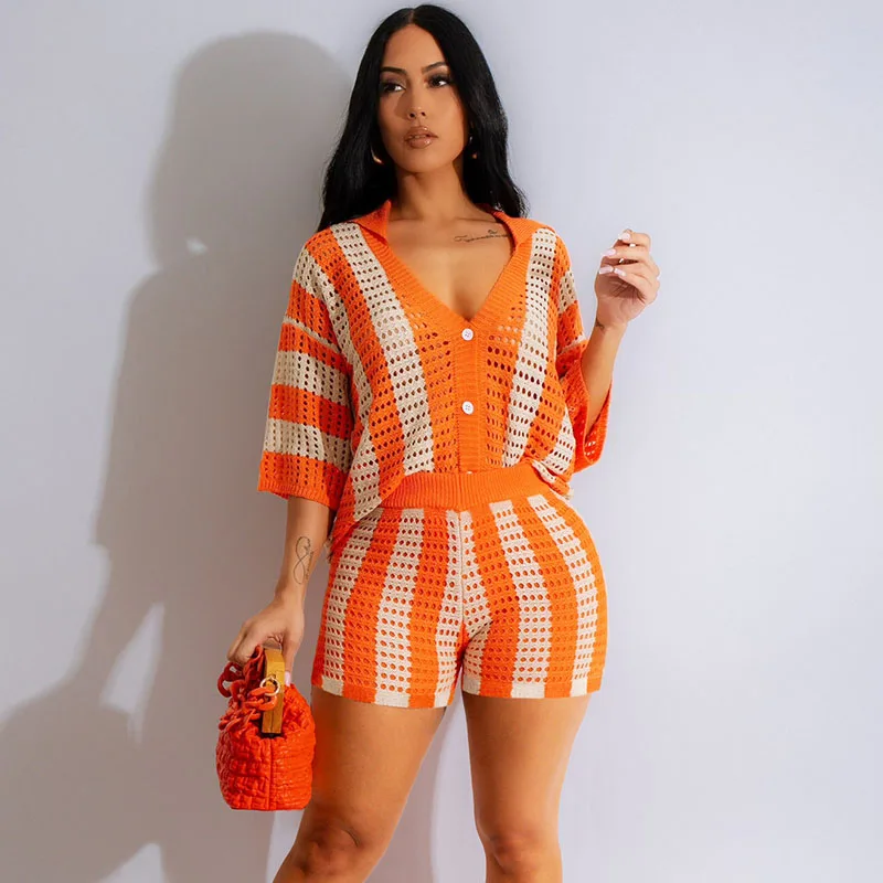 Home Decor Zara - Striped Knitted 2 Piece Sets Women