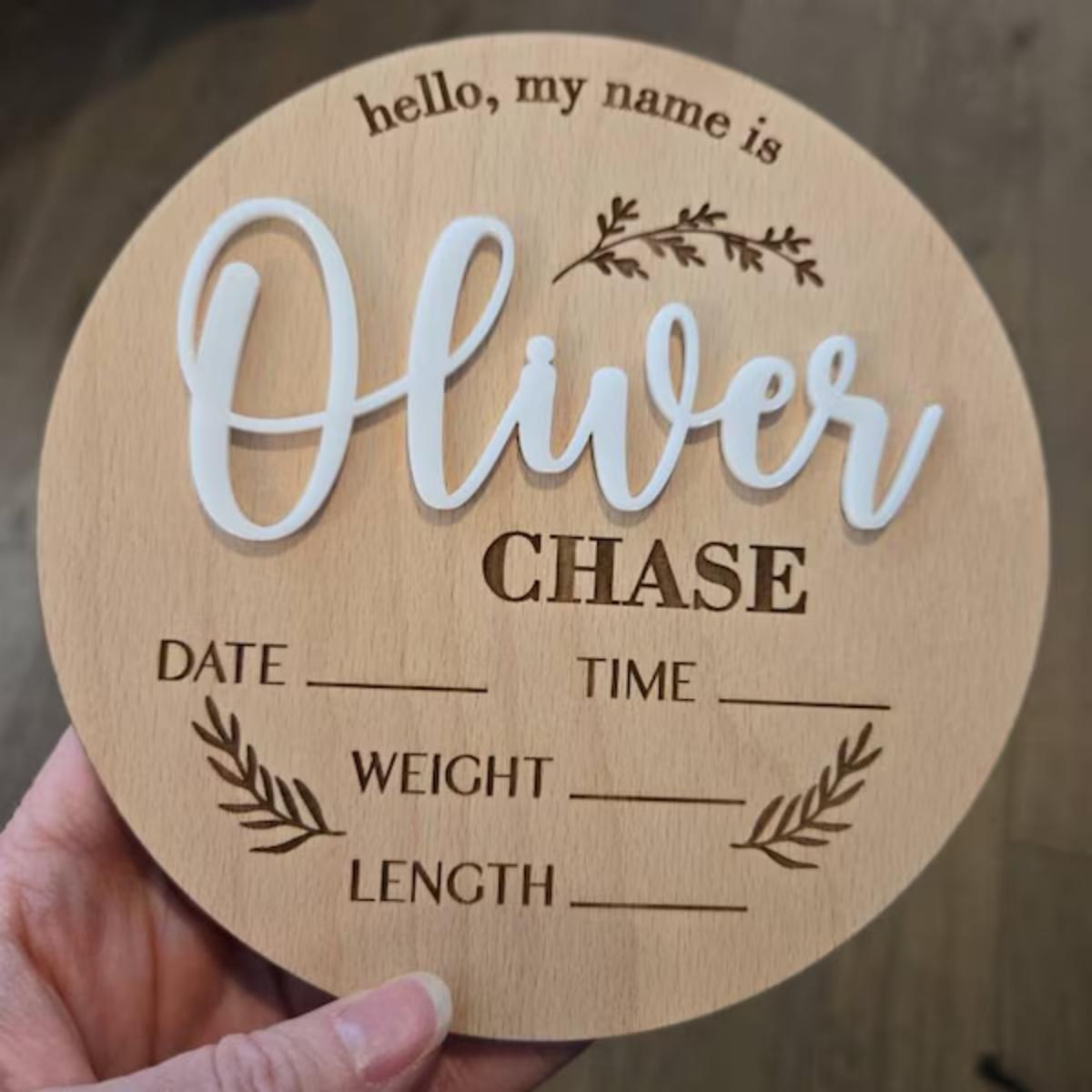 Home Decor Center - 1Pc Custom Baby Announcement Sign Wooden