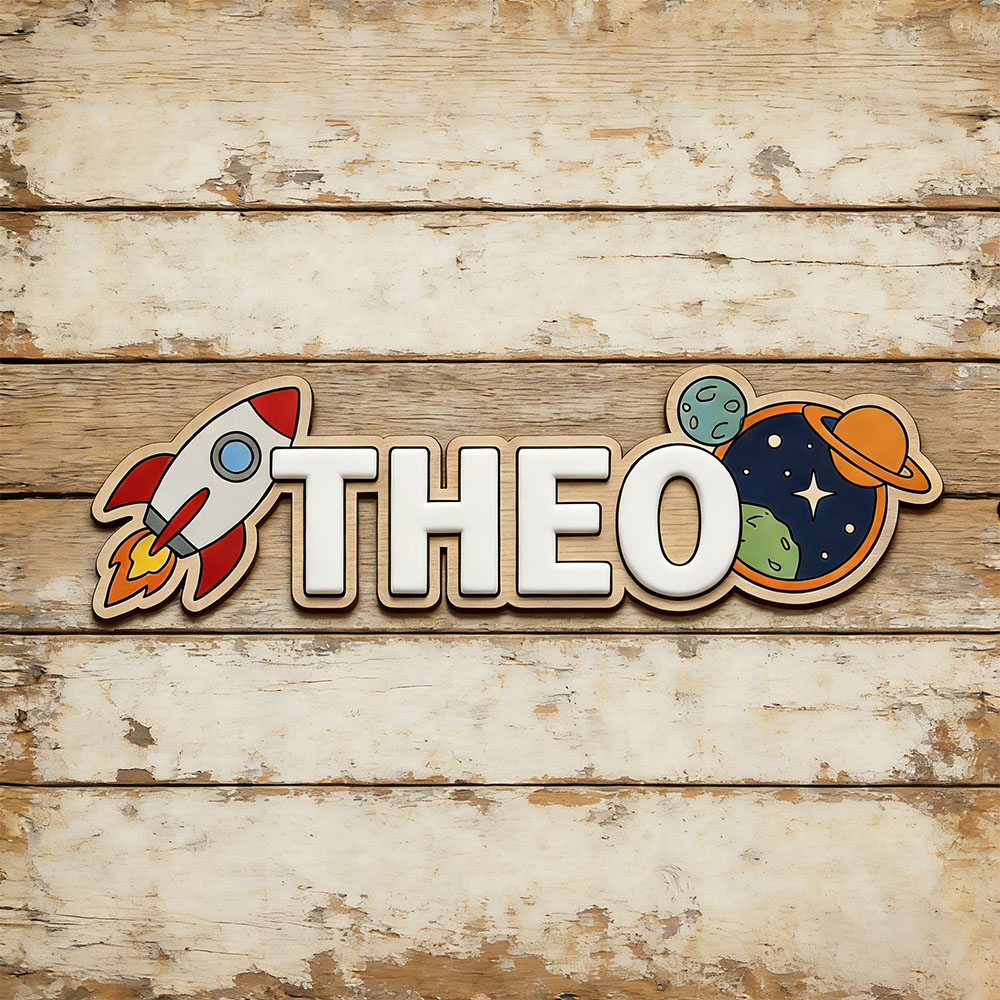 Home Decor Center - Personalized Space Rocket Name Sign for