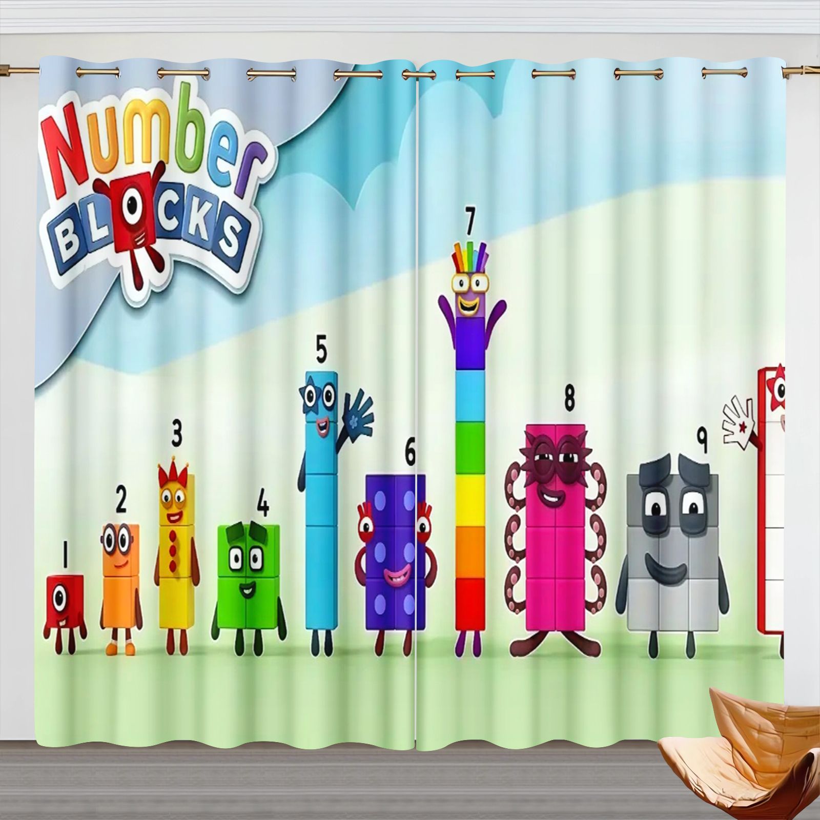 Blackout Curtains - Numberblocks Cartoon Curtains, Kids Room Blackout