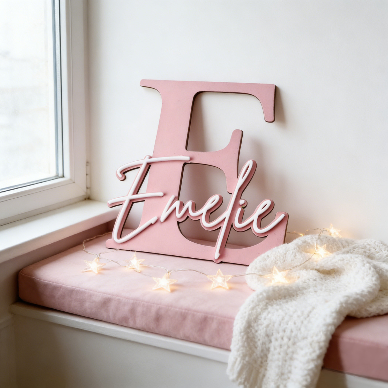 Home Decor Center - 1pc Double-layer Wooden Name Decoration Plaque,