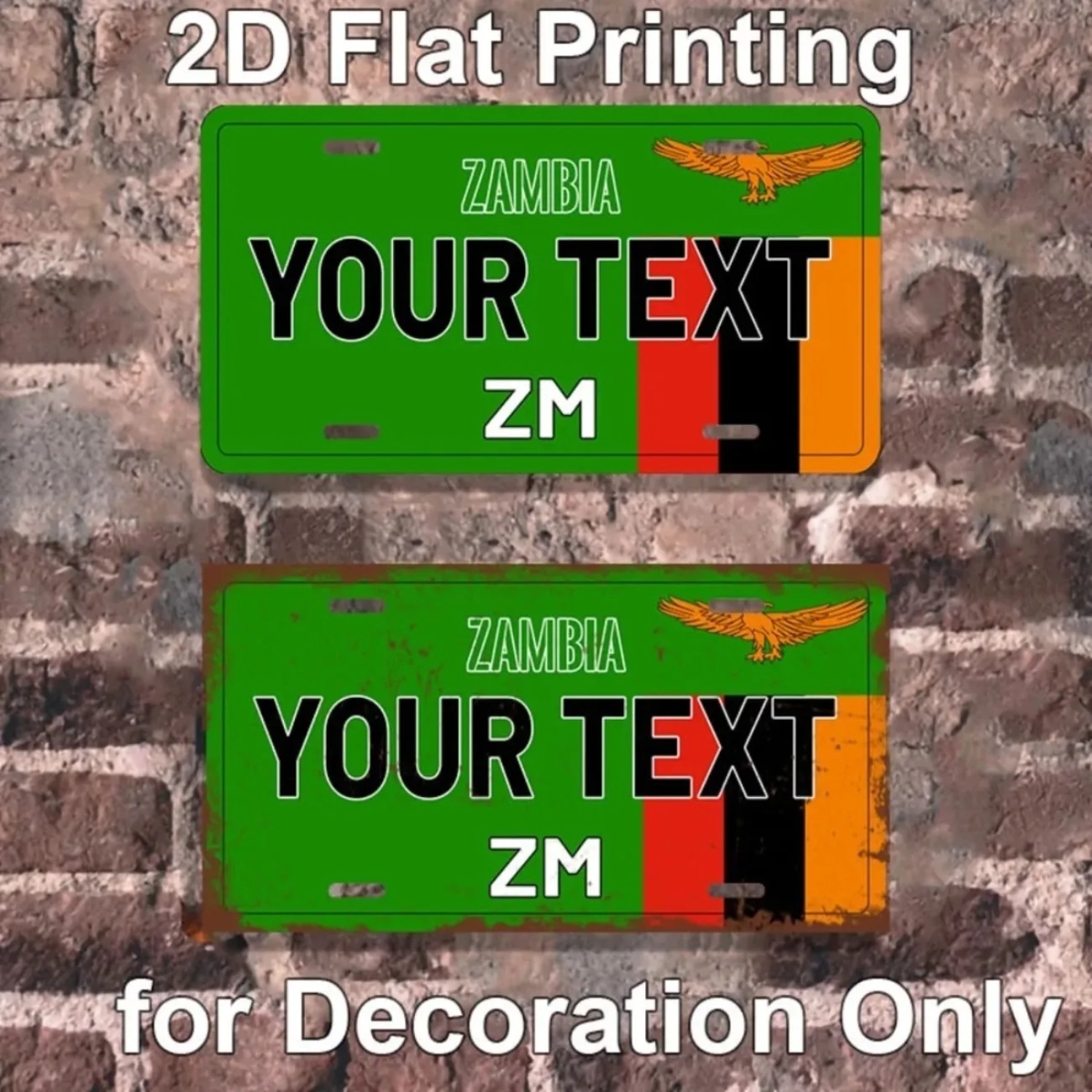 Home Decor Zambia - Custom Personalized Zambia Aluminum Sign Vintage