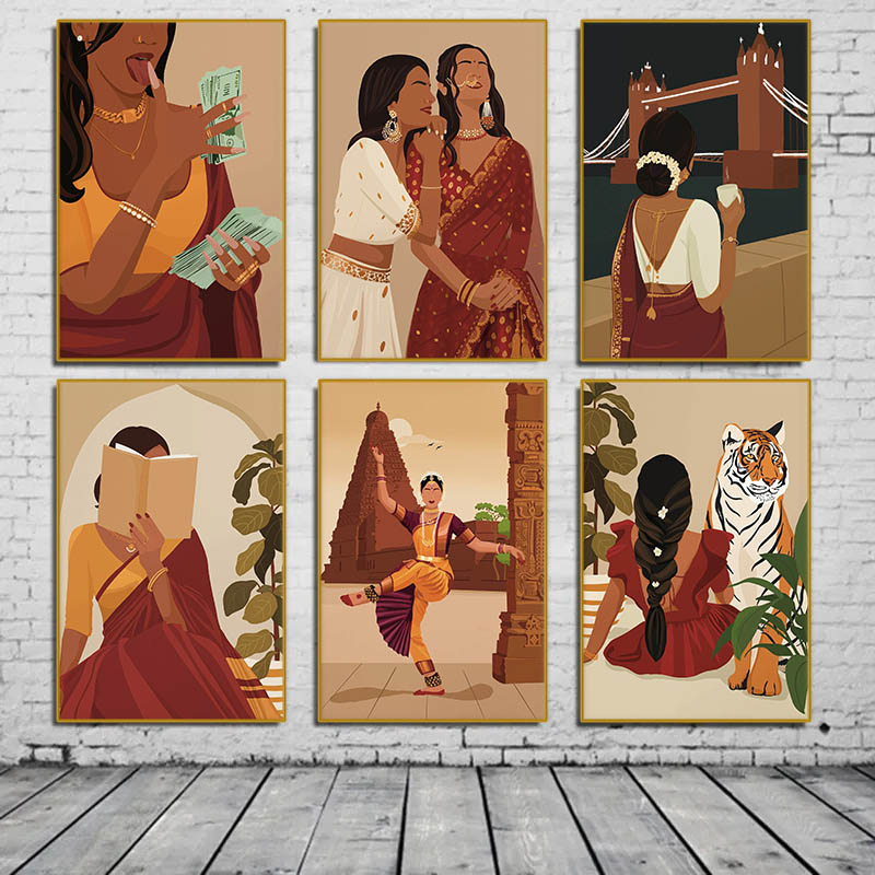 Indian Woman in Saree Reading  - Home Decor Essentials review and price