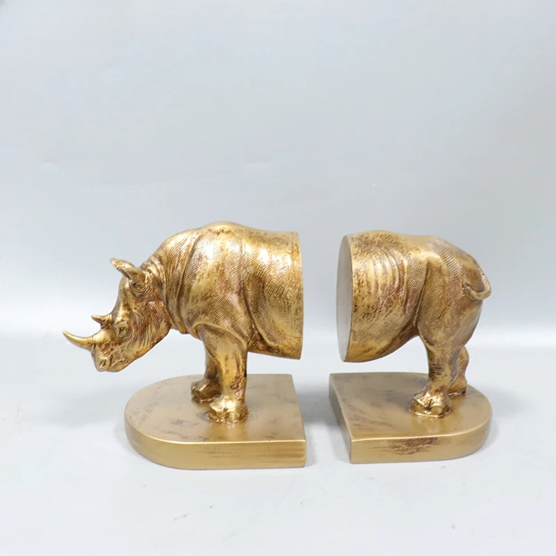 Retro Golden Rhinoceros Statue - Aesthetic Bookend review and price