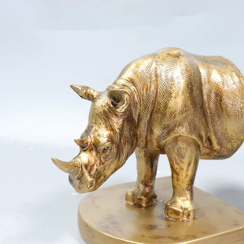 Retro Golden Rhinoceros Statue - Aesthetic Bookend review and price