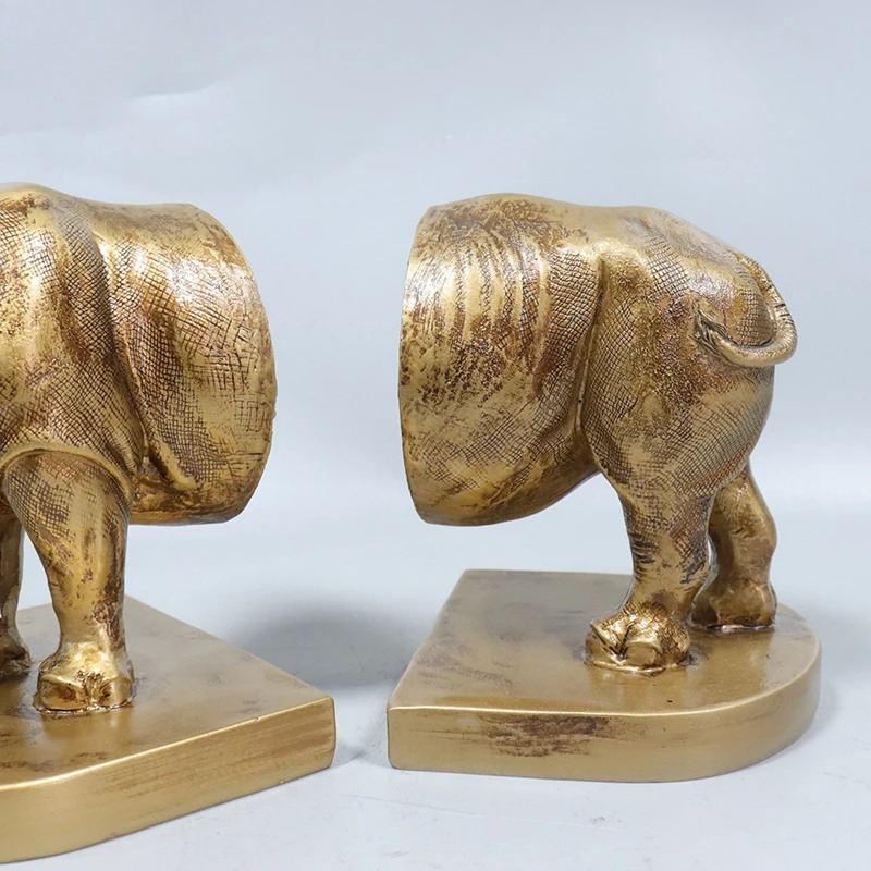 Retro Golden Rhinoceros Statue - Aesthetic Bookend review and price
